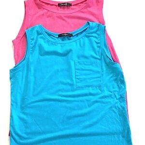 Set of 2 T Crew Womens Tank Tops, L, Pink and Blue